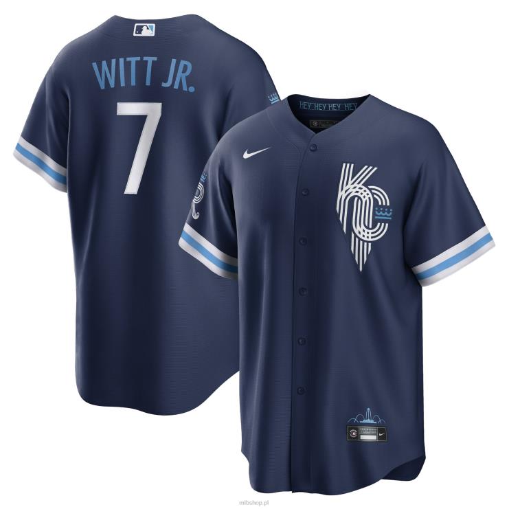 Kansas City Royals Bobby Witt Jr. Replika koszulki Nike Navy 2022 City Connect mężczyźni 0J02V381 MLB Jerseys