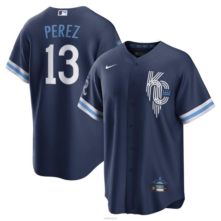 Replika koszulki gracza Kansas City Royals Salvador Perez Nike Navy 2022 City Connect mężczyźni 0J02V523 MLB Jerseys
