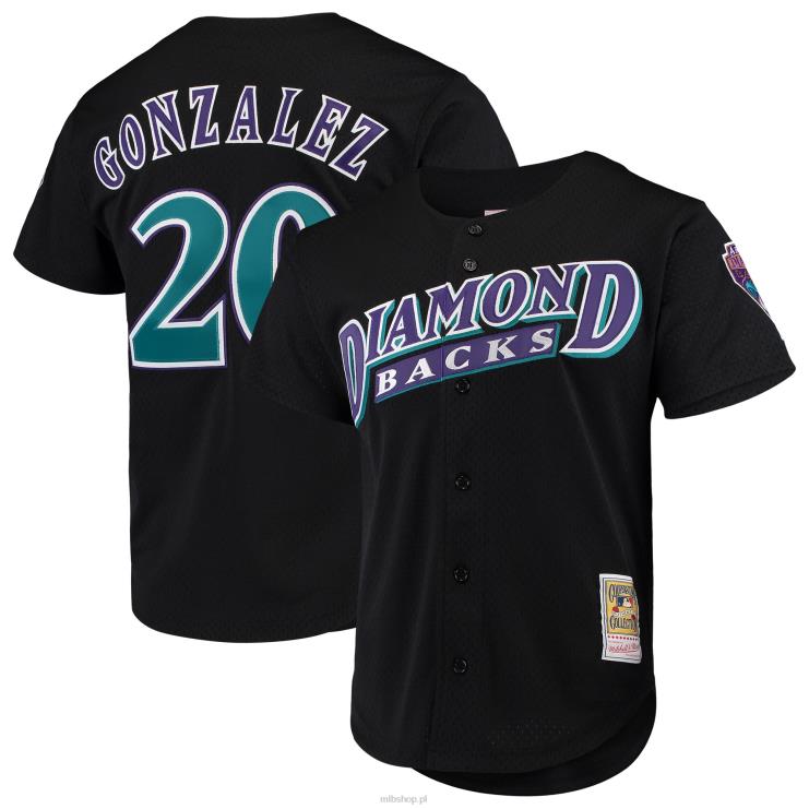 arizona diamondbacks luis gonzalez mitchell & ness czarna kolekcja cooperstown siatkowa mrugnięcie treningowa zapinana koszulka mężczyźni 0J02V470 MLB Jerseys
