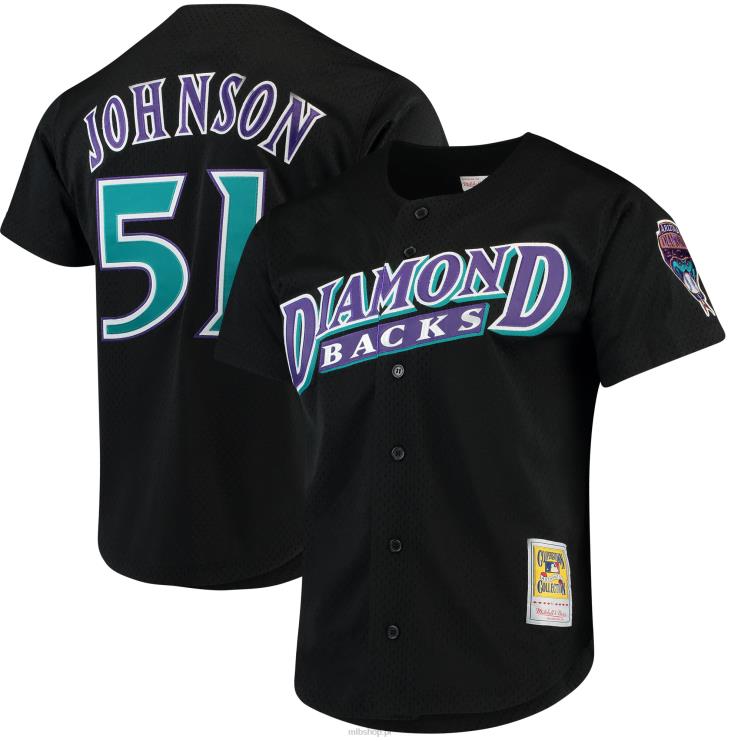 arizona diamondbacks randy johnson mitchell & ness czarna moda kolekcja cooperstown siatkowa koszulka treningowa mrugnięcia mężczyźni 0J02V530 MLB Jerseys