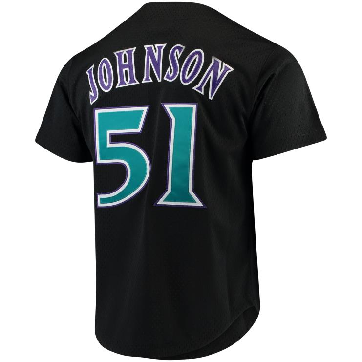 arizona diamondbacks randy johnson mitchell & ness czarna moda kolekcja cooperstown siatkowa koszulka treningowa mrugnięcia mężczyźni 0J02V530 MLB Jerseys