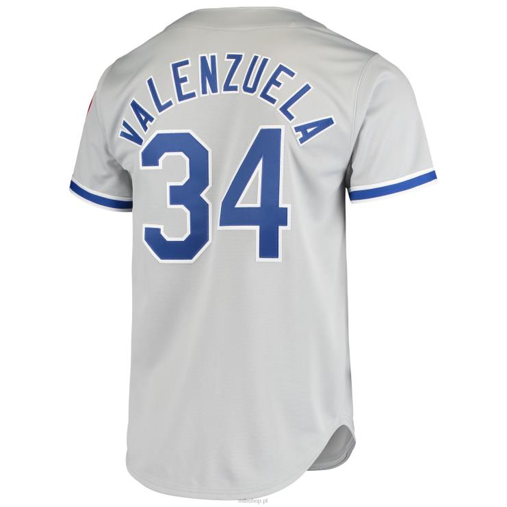 los angeles dodgers fernando valenzuela mitchell & ness szara droga 1981 kolekcja cooperstown autentyczna koszulka mężczyźni 0J02V671 MLB Jerseys