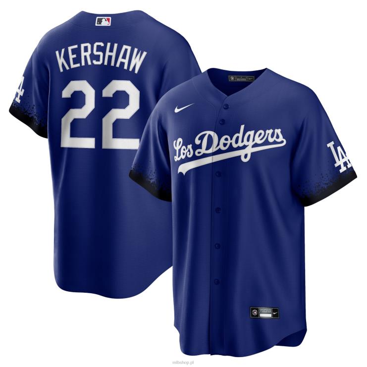 replika koszulki gracza Los Angeles Dodgers Clayton Kershaw Nike Royal City Connect mężczyźni 0J02V1096 MLB Jerseys