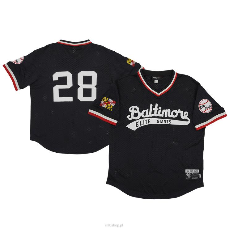 Baltimore Elite Gigants #28 Rings & Crwns czarna replika koszulki z dekoltem w szpic mężczyźni 0J02V1154 MLB Jerseys
