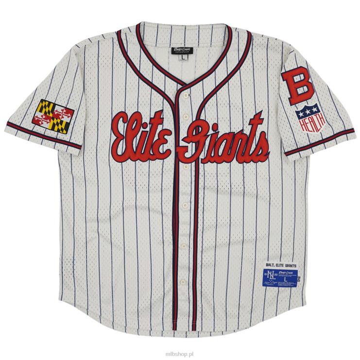 Baltimore Elite Gigants #28 Rings & Crwns kremowa replika koszulki z siateczki zapinanej na guziki mężczyźni 0J02V1328 MLB Jerseys