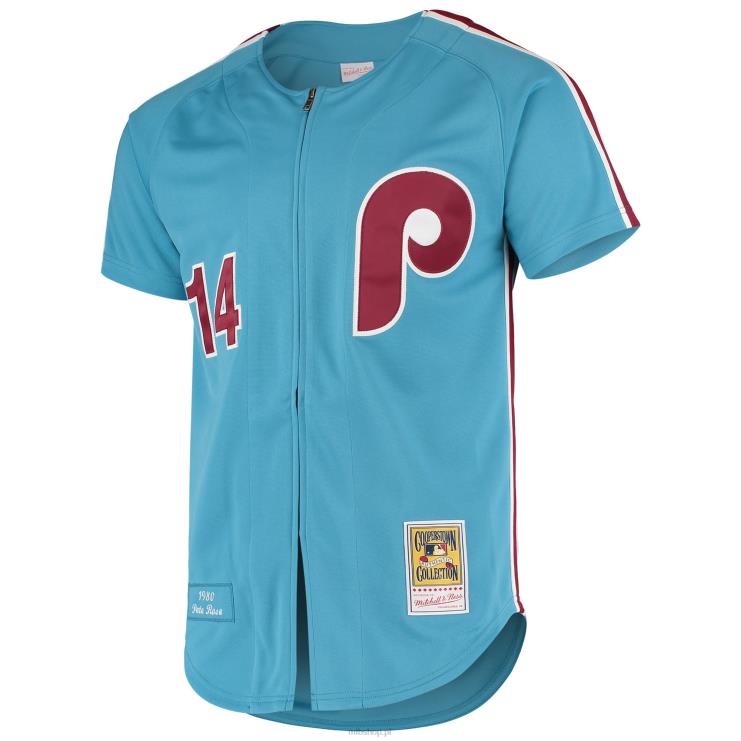 philadelphia phillies pete rose mitchell & ness jasnoniebieska autentyczna koszulka z kolekcji cooperstown mężczyźni 0J02V859 MLB Jerseys