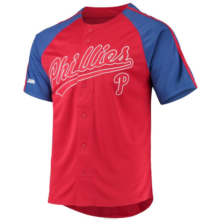 philadelphia phillies szwy czerwona zapinana na guziki replika raglanowej koszulki mężczyźni 0J02V1495 MLB Jerseys