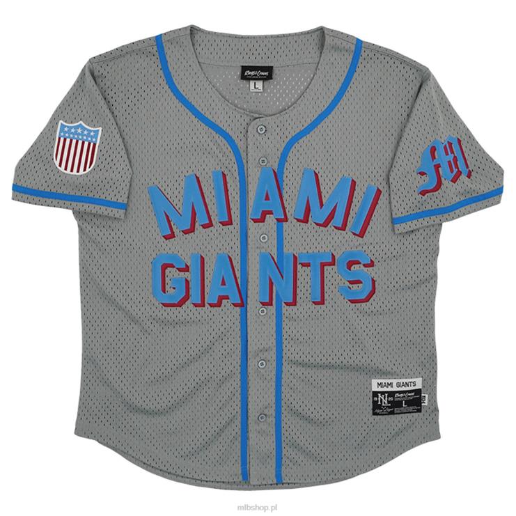 Miami Giants #8 Rings & Crwns szara replika koszulki z siateczki zapinanej na guziki mężczyźni 0J02V1448 MLB Jerseys