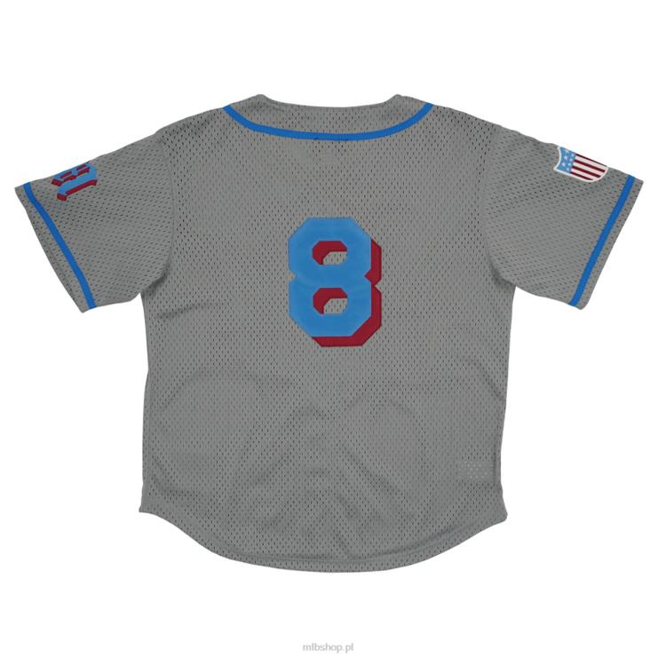 Miami Giants #8 Rings & Crwns szara replika koszulki z siateczki zapinanej na guziki mężczyźni 0J02V1448 MLB Jerseys