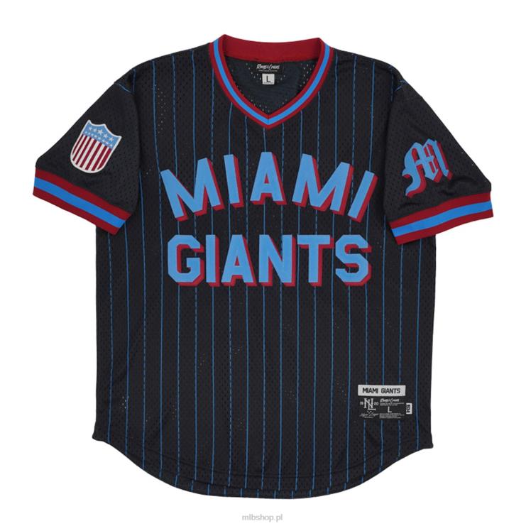 Miami Giganci #8 Rings & Crwns Czarna replika koszulki z dekoltem w szpic mężczyźni 0J02V1447 MLB Jerseys