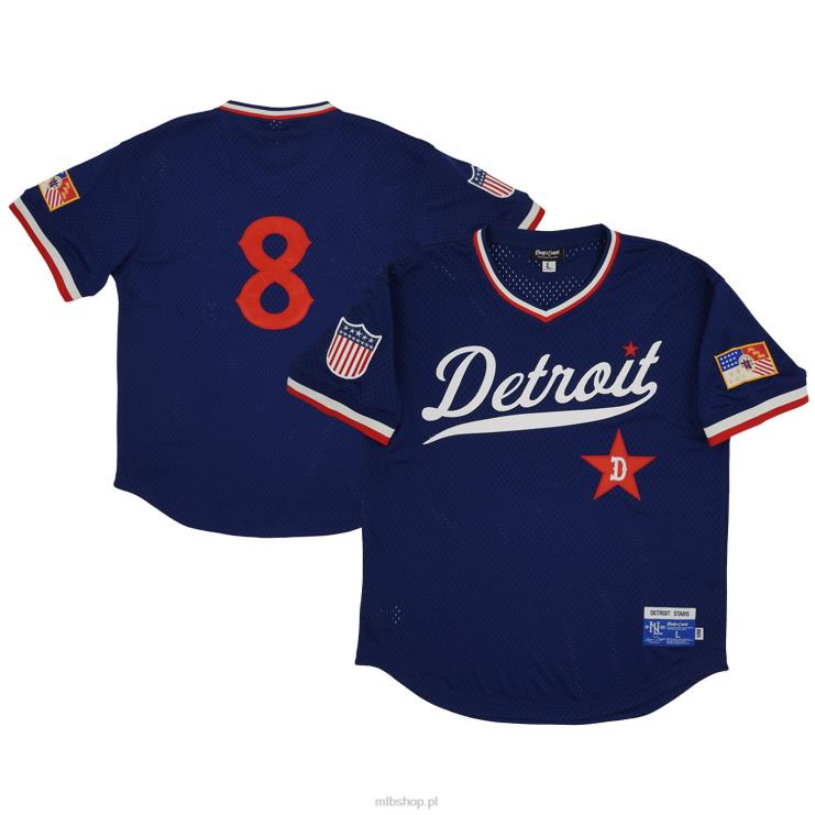 detroit stars #8 rings & crwns granatowa replika koszulki z siateczki z dekoltem w szpic mężczyźni 0J02V1397 MLB Jerseys