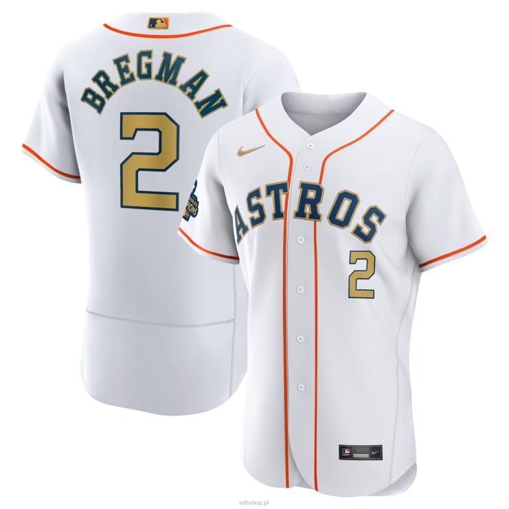 koszulka houston astros alex bregman nike biała 2023 ze złotej kolekcji, autentyczna koszulka gracza mężczyźni 0J02V378 MLB Jerseys