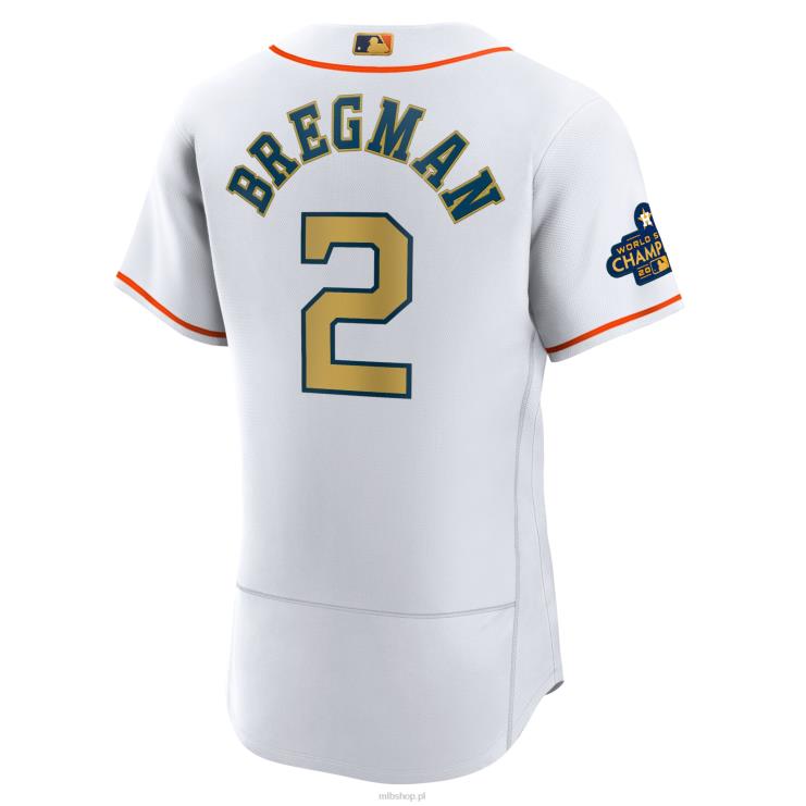 koszulka houston astros alex bregman nike biała 2023 ze złotej kolekcji, autentyczna koszulka gracza mężczyźni 0J02V378 MLB Jerseys