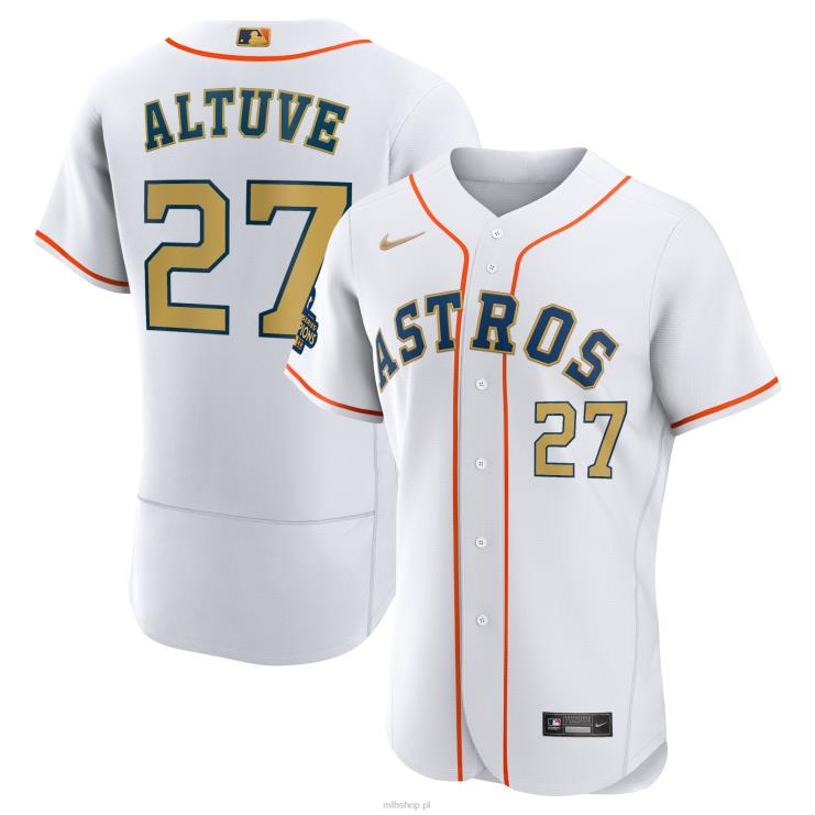 koszulka houston astros jose altuve nike biała 2023 ze złotej kolekcji, autentyczna koszulka gracza mężczyźni 0J02V348 MLB Jerseys