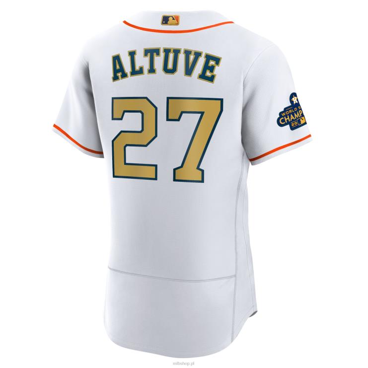 koszulka houston astros jose altuve nike biała 2023 ze złotej kolekcji, autentyczna koszulka gracza mężczyźni 0J02V348 MLB Jerseys