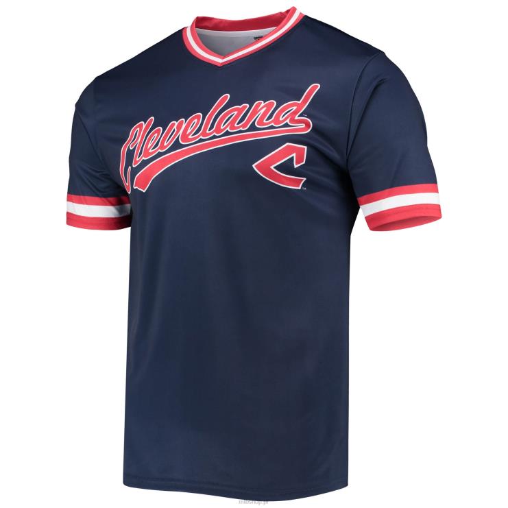 Cleveland Indians szwy granatowo-czerwony cooperstown kolekcja koszulka w kolorze drużyny z dekoltem w szpic mężczyźni 0J02V1396 MLB Jerseys
