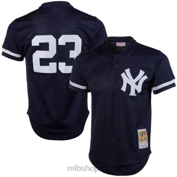 New York Yankees Don Mattingly Mitchell & Ness Navy 1995 Autentyczna kolekcja Cooperstown Siatkowa koszulka treningowa mrugnięcia mężczyźni 0J02V534 MLB Jerseys