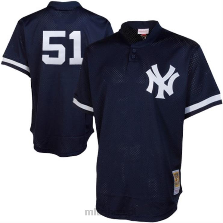 New York Yankees bernie williams mitchell & ness granatowa cooperstown siatkowa koszulka treningowa do pałki mężczyźni 0J02V999 MLB Jerseys