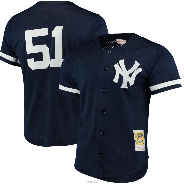 New York Yankees bernie williams mitchell & ness marynarka wojenna moda kolekcja cooperstown siatkowa koszulka treningowa mrugnięcia mężczyźni 0J02V343 MLB Jerseys