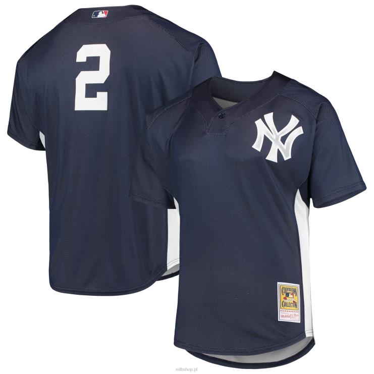 New York Yankees derek jeter mitchell & ness granatowa kolekcja cooperstown siatkowa koszulka treningowa mrugnięcia mężczyźni 0J02V893 MLB Jerseys