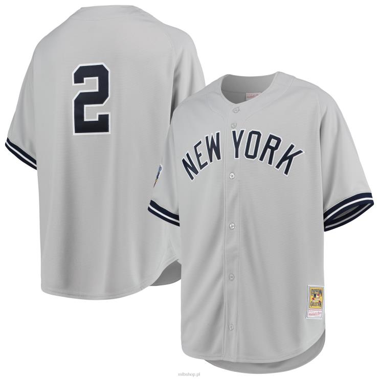 New York Yankees derek jeter mitchell & ness grey 1998 kolekcja cooperstown droga autentyczna koszulka mężczyźni 0J02V851 MLB Jerseys