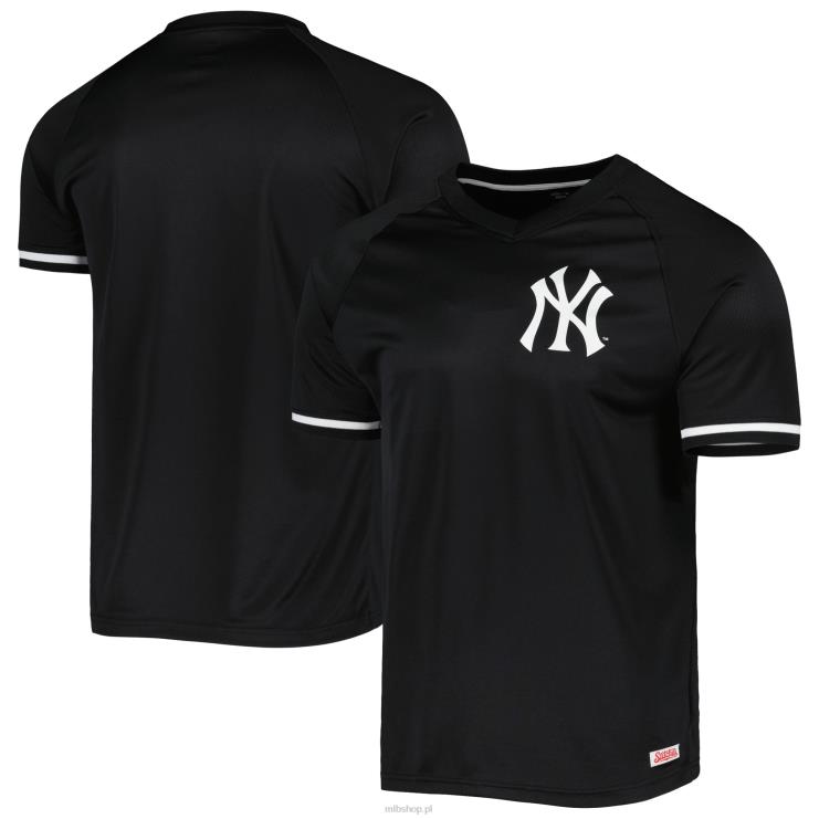 New York Yankees szwy czarna koszulka raglanowa z dekoltem w szpic mężczyźni 0J02V963 MLB Jerseys