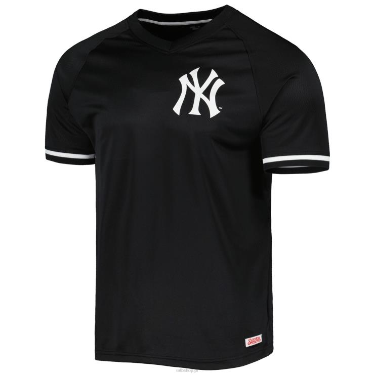New York Yankees szwy czarna koszulka raglanowa z dekoltem w szpic mężczyźni 0J02V963 MLB Jerseys