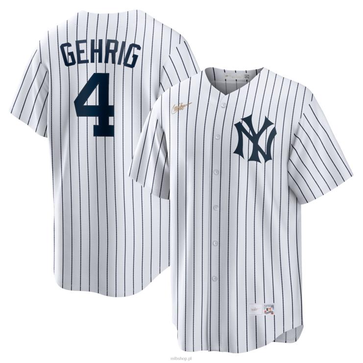 koszulka New York Yankees lou gehrig nike biała domowa kolekcja cooperstown mężczyźni 0J02V428 MLB Jerseys