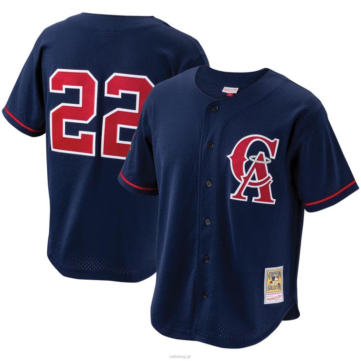 california angels bo jackson mitchell & ness granatowa kolekcja cooperstown siatkowa koszulka treningowa mrugnięcia zapinana na guziki mężczyźni 0J02V1049 MLB Jerseys