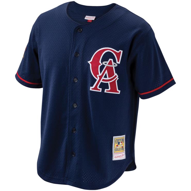 california angels bo jackson mitchell & ness granatowa kolekcja cooperstown siatkowa koszulka treningowa mrugnięcia zapinana na guziki mężczyźni 0J02V1049 MLB Jerseys