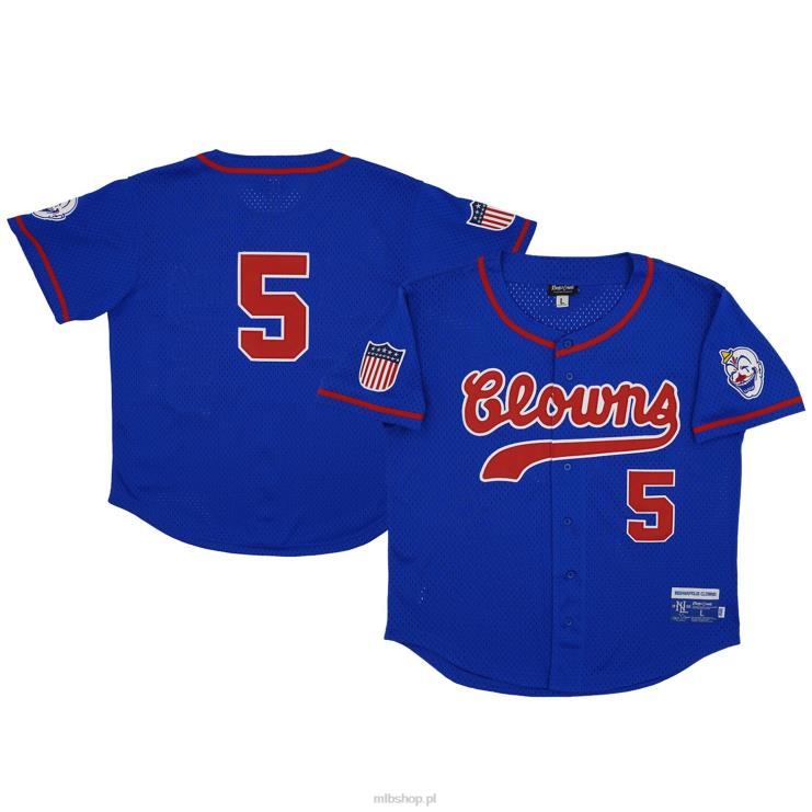 Indianapolis Clowns #5 Rings & Crwns Replika koszulki z siateczki królewskiej zapinanej na guziki mężczyźni 0J02V1510 MLB Jerseys