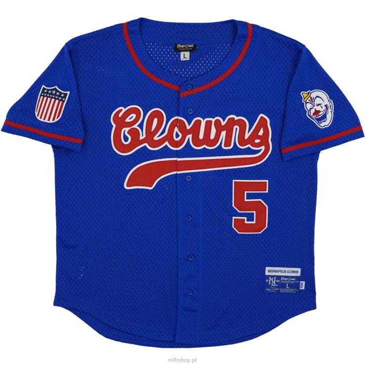 Indianapolis Clowns #5 Rings & Crwns Replika koszulki z siateczki królewskiej zapinanej na guziki mężczyźni 0J02V1510 MLB Jerseys