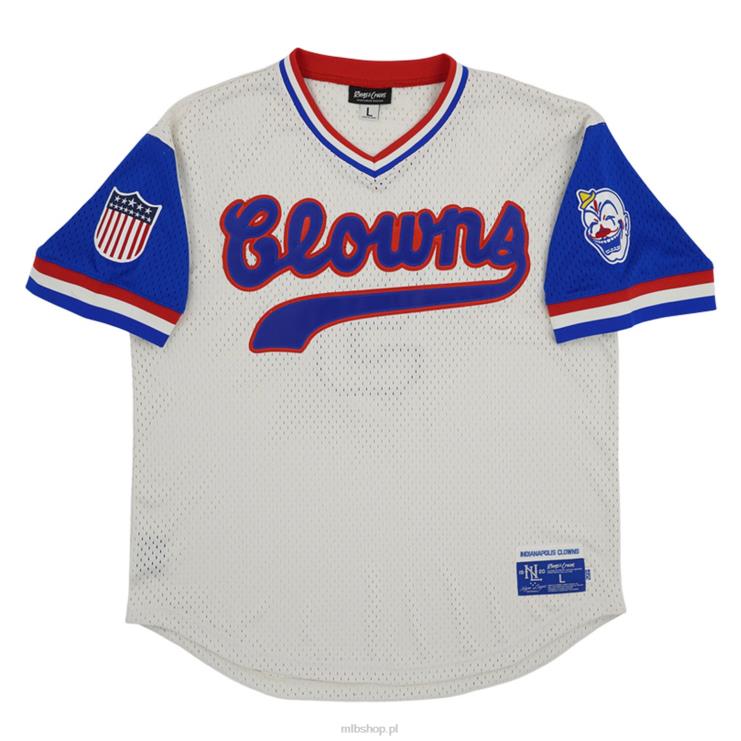 indianapolis clowns #5 rings & crwns kremowa replika siateczkowej koszulki z dekoltem w szpic mężczyźni 0J02V1408 MLB Jerseys