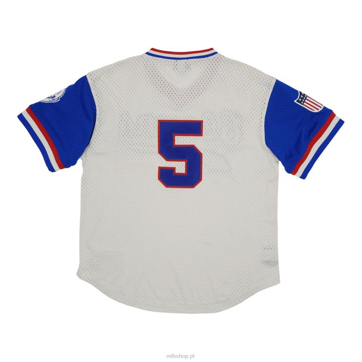 indianapolis clowns #5 rings & crwns kremowa replika siateczkowej koszulki z dekoltem w szpic mężczyźni 0J02V1408 MLB Jerseys