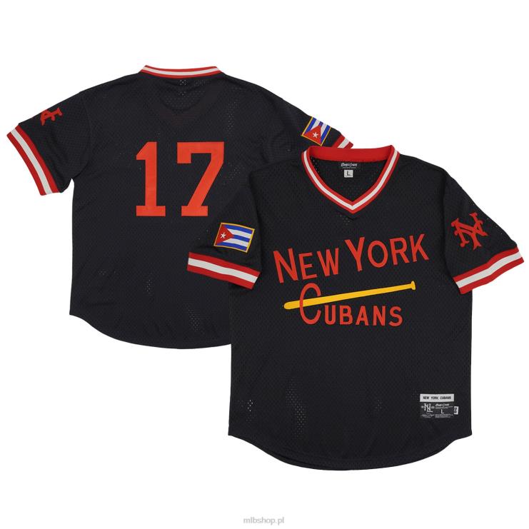 New York Cubans #17 Rings & Crwns replika czarnej siateczkowej koszulki z dekoltem w szpic mężczyźni 0J02V1315 MLB Jerseys