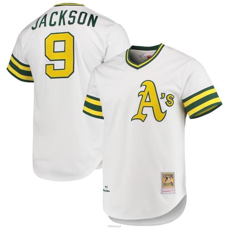 Oakland lekkoatletyka reggie jackson mitchell & ness biały 1972 kolekcja cooperstown autentyczna koszulka mężczyźni 0J02V578 MLB Jerseys