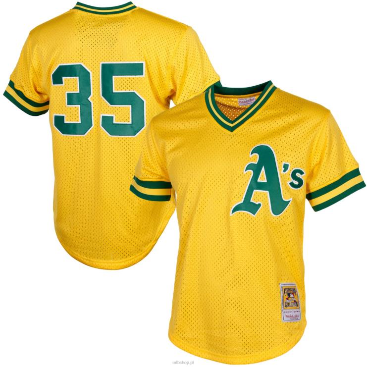 Oakland lekkoatletyka rickey henderson mitchell & ness żółta koszulka treningowa z siateczki cooperstown mężczyźni 0J02V694 MLB Jerseys