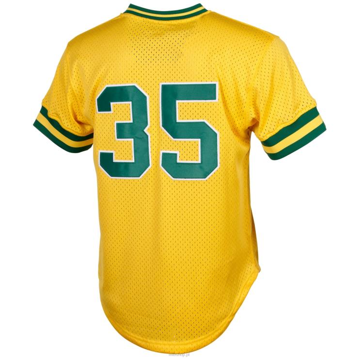 Oakland lekkoatletyka rickey henderson mitchell & ness żółta koszulka treningowa z siateczki cooperstown mężczyźni 0J02V694 MLB Jerseys