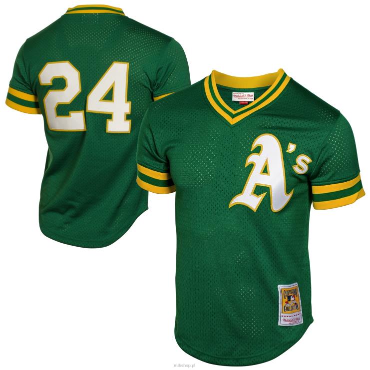 Oakland lekkoatletyka rickey henderson mitchell & ness zielony 1991 cooperstown siatkowa koszulka treningowa mrugnięcia mężczyźni 0J02V704 MLB Jerseys