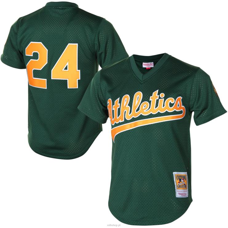 Oakland lekkoatletyka rickey henderson mitchell & ness zielony 1998 cooperstown siatkowa koszulka treningowa mrugnięcia mężczyźni 0J02V602 MLB Jerseys
