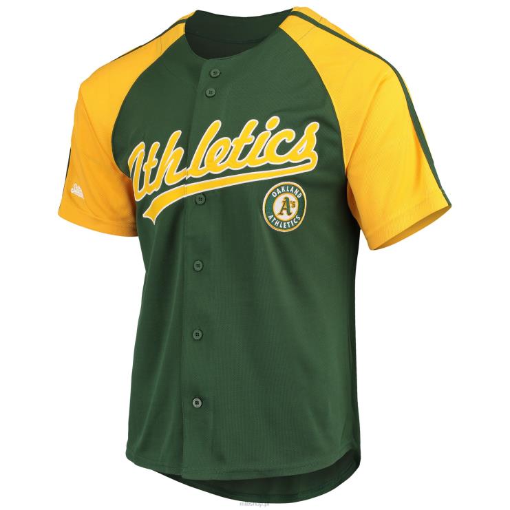 Oakland lekkoatletyka zapinana na guziki replika zielonej koszulki raglanowej mężczyźni 0J02V744 MLB Jerseys