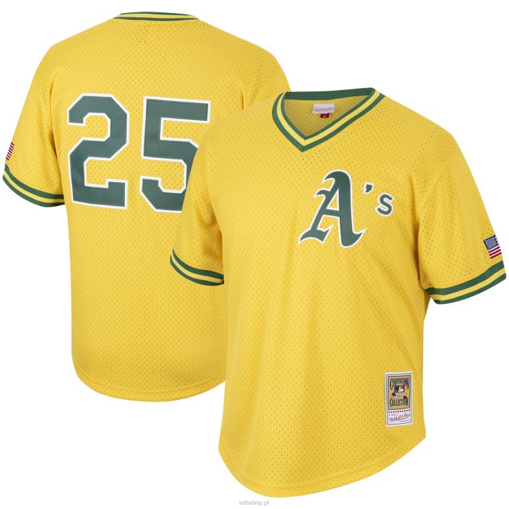 oakland lekkoatletyka mark mcgwire mitchell & ness złota kolekcja cooperstown siatkowa koszulka treningowa do odbijania mężczyźni 0J02V1411 MLB Jerseys