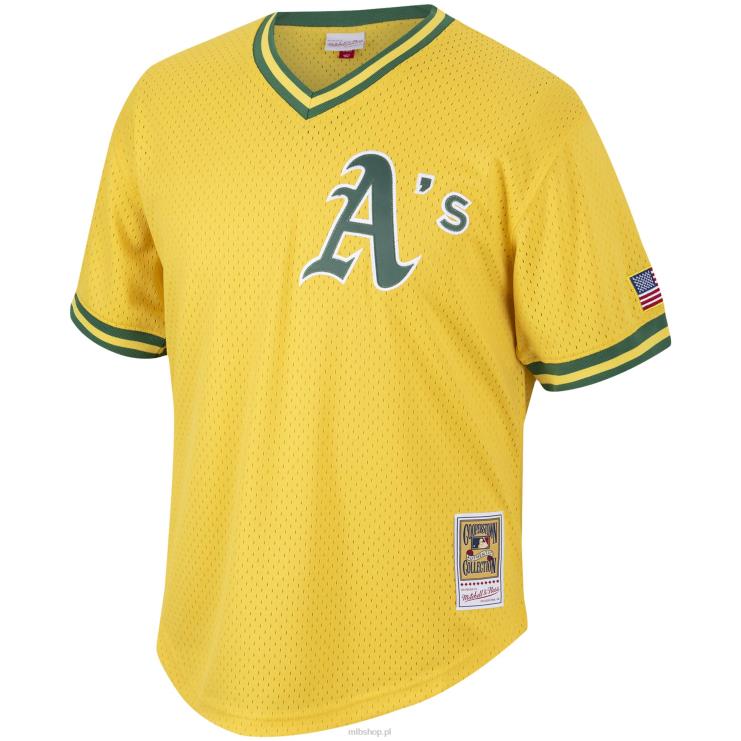 oakland lekkoatletyka mark mcgwire mitchell & ness złota kolekcja cooperstown siatkowa koszulka treningowa do odbijania mężczyźni 0J02V1411 MLB Jerseys
