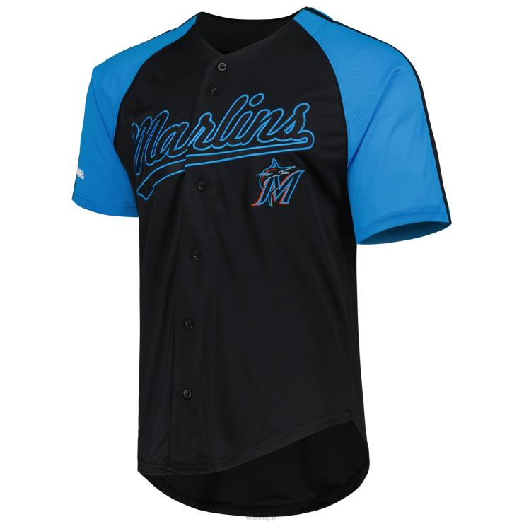 miami marlins szwy czarna replika raglanowej koszulki drużyny zapinanej na guziki mężczyźni 0J02V836 MLB Jerseys