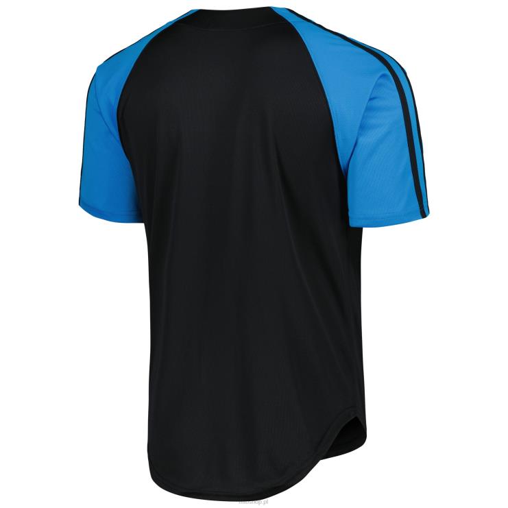 miami marlins szwy czarna replika raglanowej koszulki drużyny zapinanej na guziki mężczyźni 0J02V836 MLB Jerseys