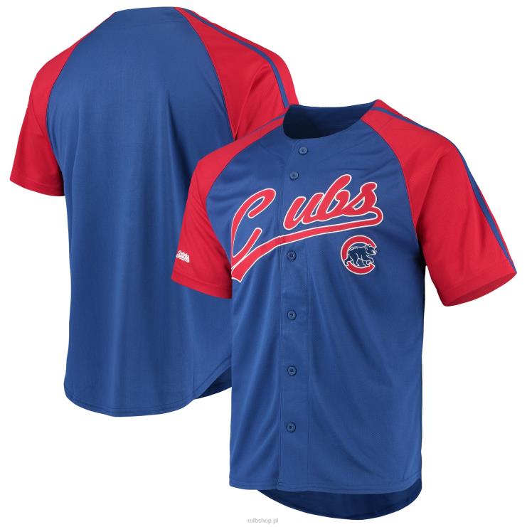 chicago cubs ściegi królewskiej zapinanej na guziki repliki raglanowej koszulki mężczyźni 0J02V645 MLB Jerseys