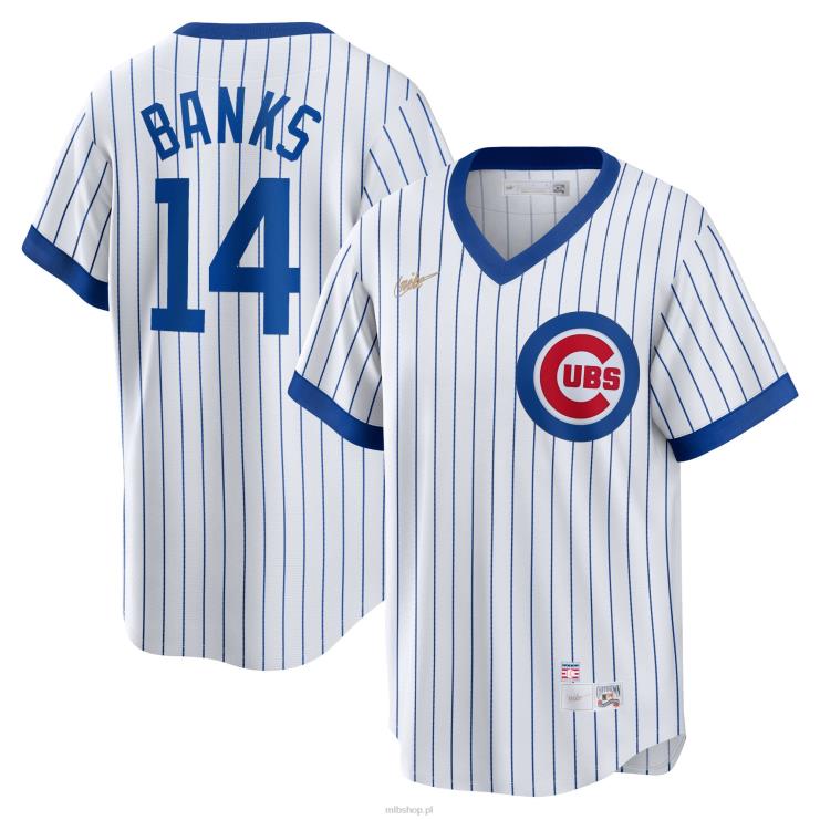 koszulka chicago cubs ernie banki nike biała domowa kolekcja cooperstown dla gracza mężczyźni 0J02V440 MLB Jerseys