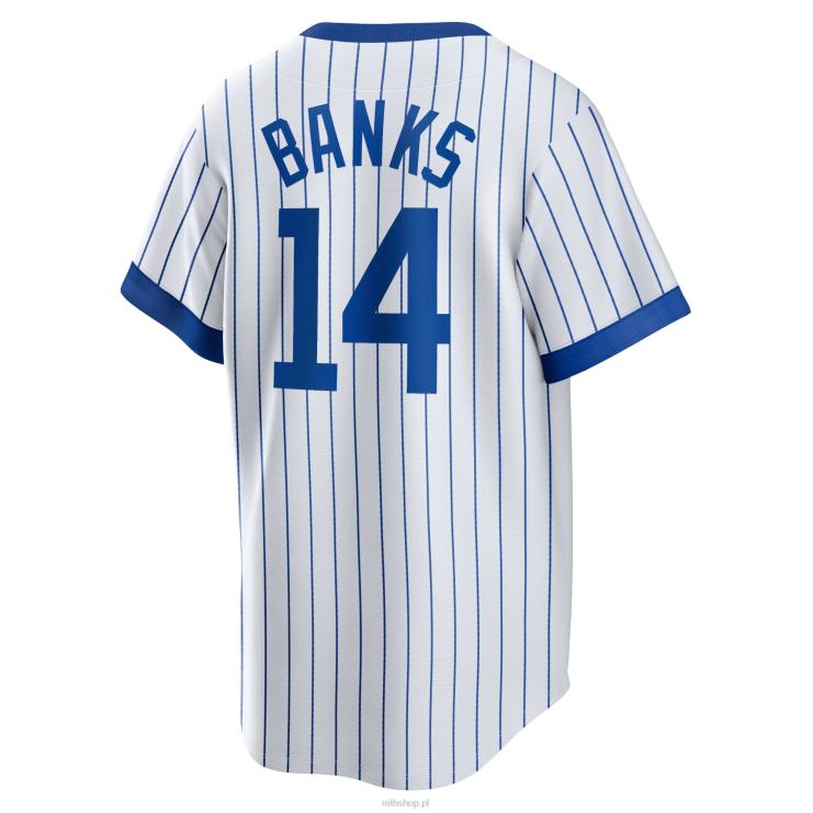 koszulka chicago cubs ernie banki nike biała domowa kolekcja cooperstown dla gracza mężczyźni 0J02V440 MLB Jerseys