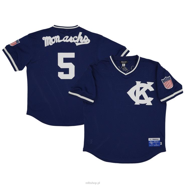 Kansas City Monarchs # 5 Rings & Crwns Granatowa replika koszulki z siateczki z dekoltem w szpic mężczyźni 0J02V1245 MLB Jerseys