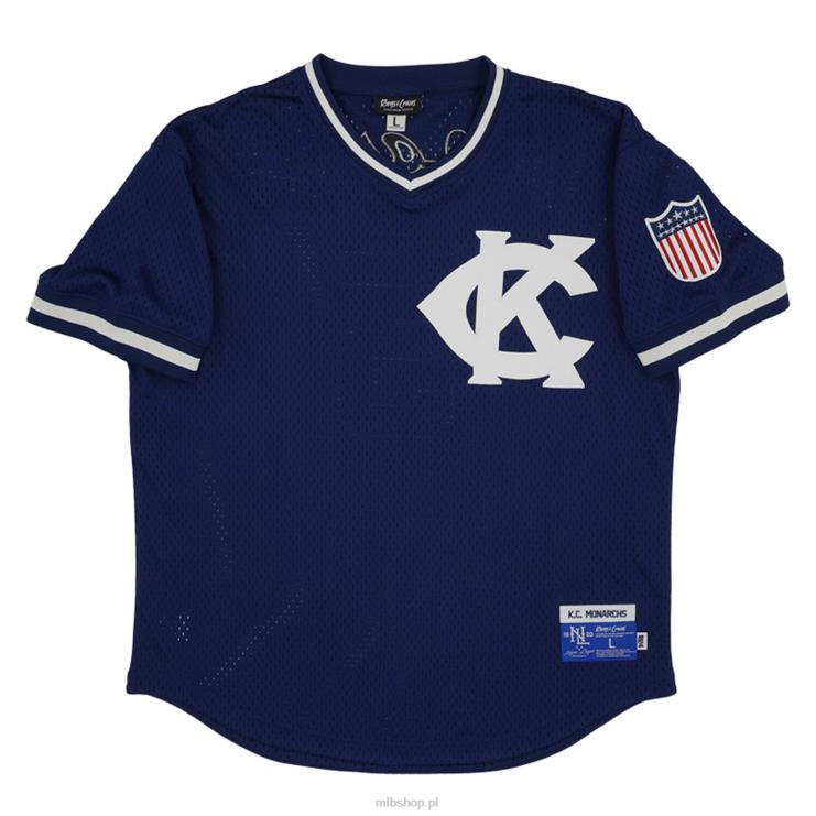 Kansas City Monarchs # 5 Rings & Crwns Granatowa replika koszulki z siateczki z dekoltem w szpic mężczyźni 0J02V1245 MLB Jerseys